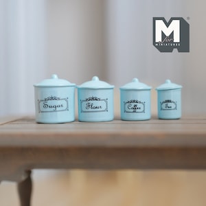 1:12 Dollhouse Miniature Blue Canister Set - A017