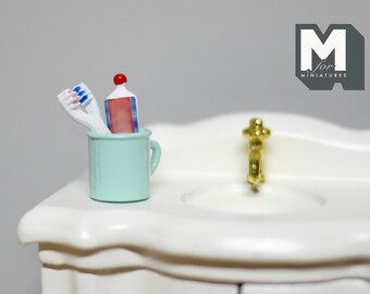1/12 Dollhouse Miniature 4PCS Toothpaste and Tooth Brush Toothbrush Set ...