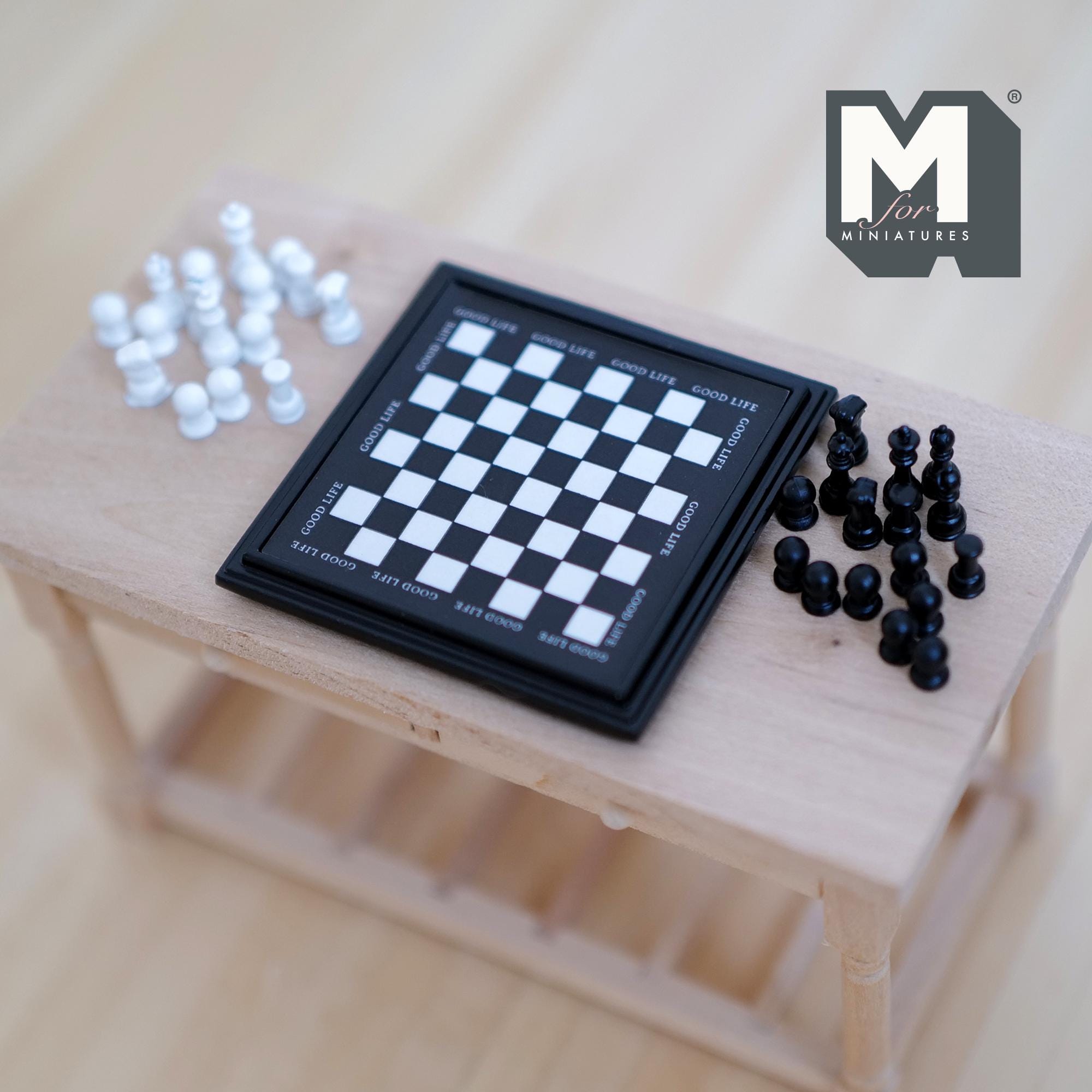 ドールハウス用ミニチュア白黒チェスセット チェスの駒（非磁性