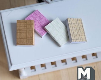 Miniature Books with Empty Pages , 1:12 Scale Dollhouse Decor Diary Journal Notepad Set of 4 (b) - C035