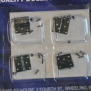 Dollhouse Miniature Oil Rubbed Bronze Hinge with Nails 3 Knuckles 4 pack , Dollhouse Door Hinges , Miniature Window Hinges - G076