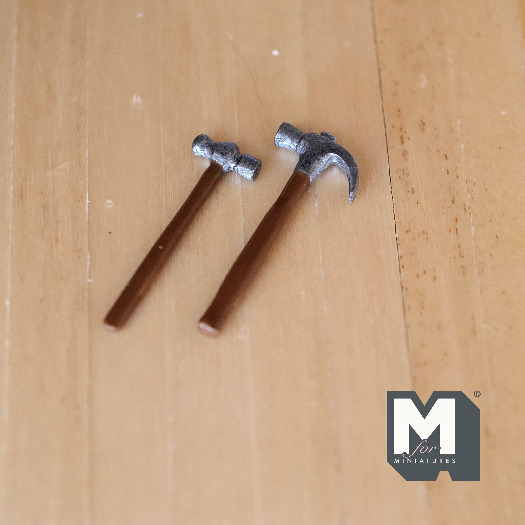 Miniature Claw Hammer 1:12 Scale Dollhouse Sledge Hammer Set of 2 - F080