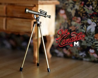 Dollhouse Antique Telescope 1:12 Scale Miniature Telescope with Tripod from Town Square Miniatures - F047