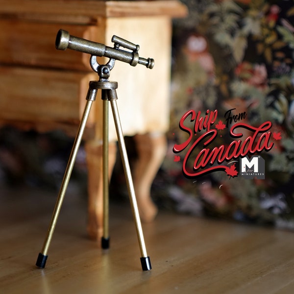 Dollhouse Antique Telescope 1:12 Scale Miniature Telescope with Tripod from Town Square Miniatures - F047