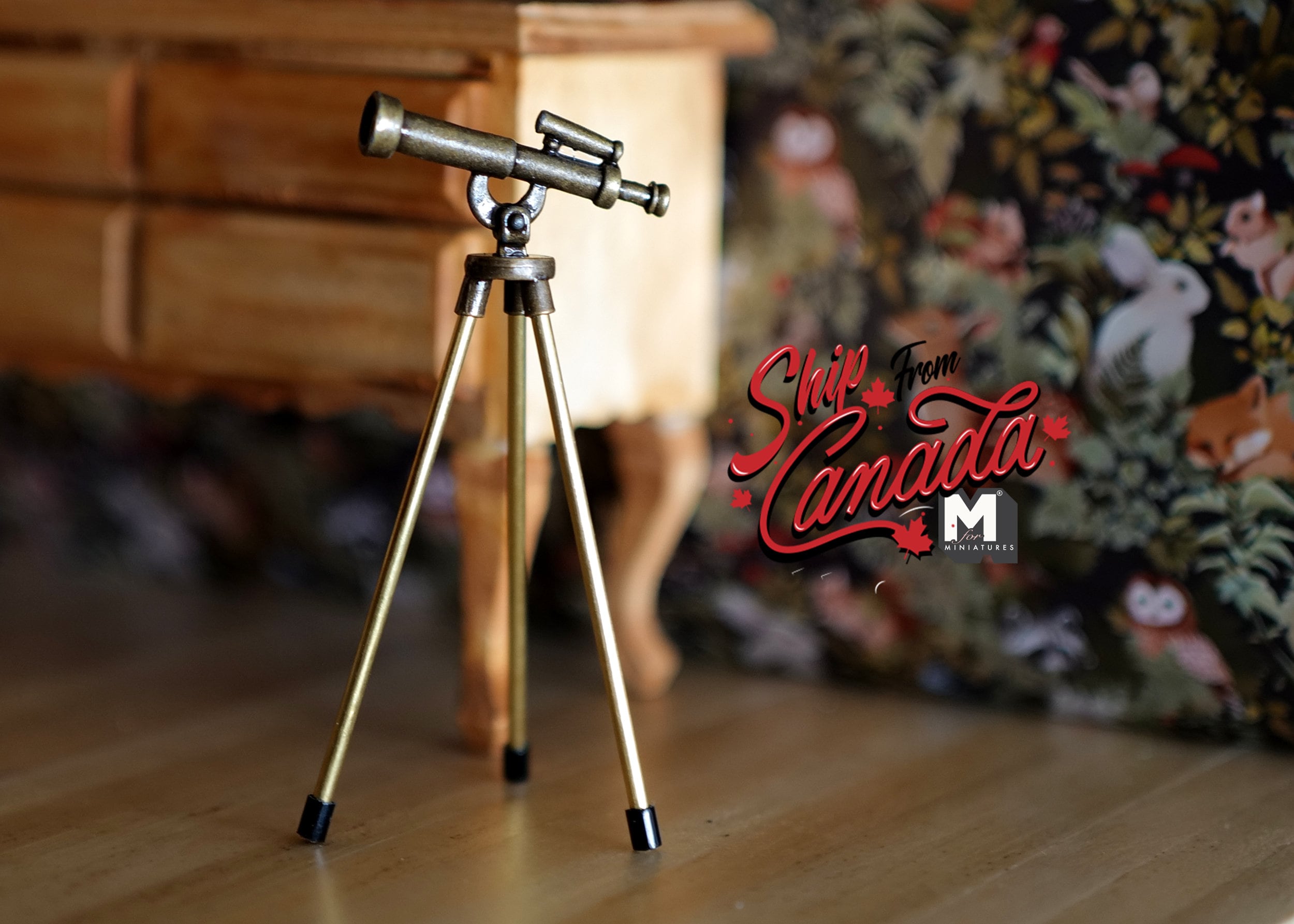 Dollhouse Supplies Antique Telescope 1:12 Scale Miniature Telescope with Tripod from Town Square Miniatures - F047