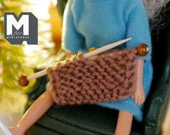 Dollhouse clothing miniature knitting set knitting needles and yarn - C042