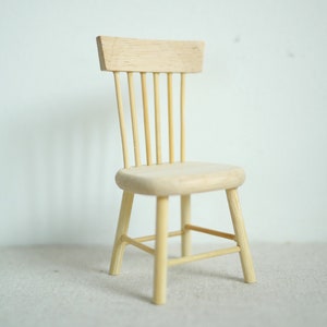 Dollhouse Miniature unpainted spindle back wooden dinning chair dolls house wood chair 1:12 scale miniature - I022