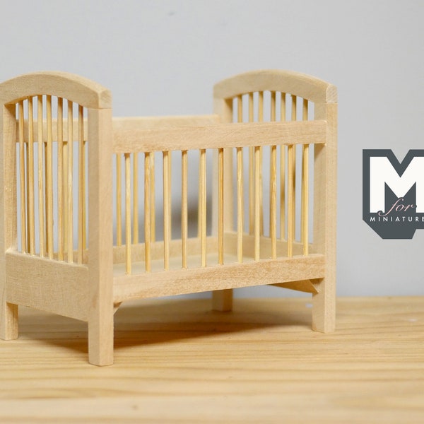 1:12 Dollhouse Miniature Unpainted, Unfinished, Wooden Square Baby Crib Playpen - I018