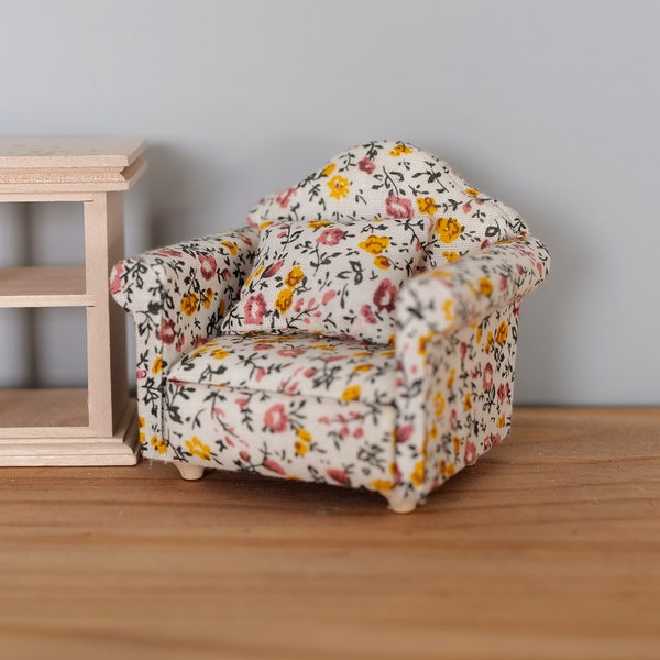 Dollhouse armchair cushion dolls house single seat sofa 1 12th scale miniature