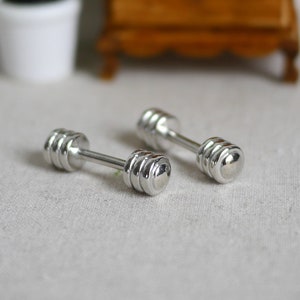 1:12 Dollhouse Supplies Miniature gym room, dollhouse miniature lifting weight set of 2 - H034