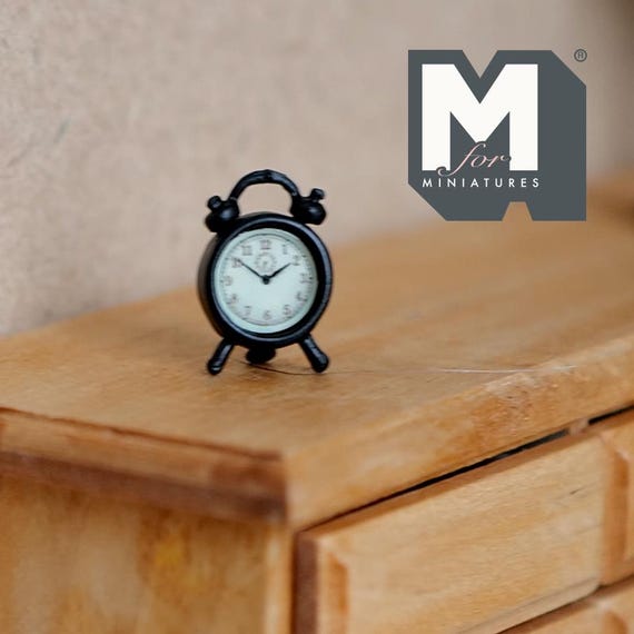 thumbnail image 2 of 1:12 Miniature Twin Bell Alarm Clock / Metal Loud Alarm Clock / Dollhouse Supplies Alarm Clock - H025 2 of 13