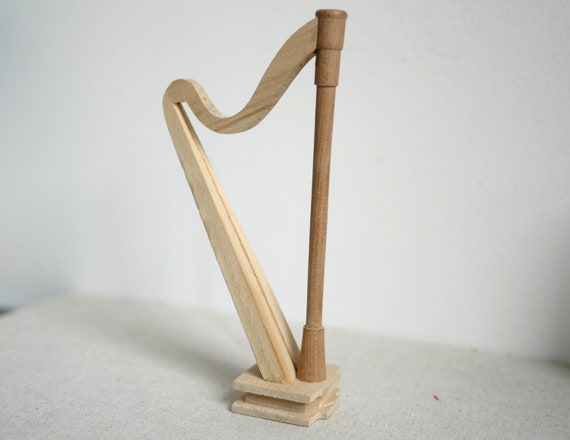 Harpe mahagonie miniature P.D poupée/Maison de Poupée #02# bois échelle 1:12 