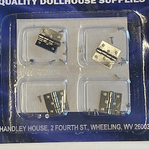 Dollhouse Supplies Miniature Satin Nickel Butt Hinges with Nails 4 pack , Dollhouse Supplies Door Hinges , Miniature Window Hinges J024