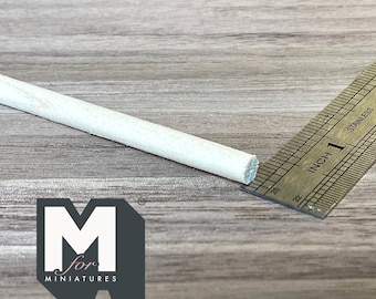 Miniature Wood Dowel Rod for Curtain Rods and Columns, 1/4 inch dia., 12 inch long, DIY Dollhouse Supply