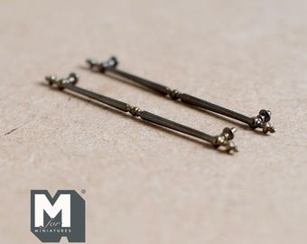 Tiradores largos en miniatura para puertas de casas de muñecas a escala 1:12, manijas para puertas francesas, juego de 2 piezas, 3 cm de alto (bronce) - C049