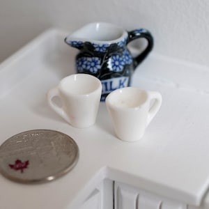 1:12 miniature coffee mug with handle tea cup set of 2 (White) - A023