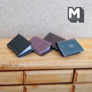 Miniature Hard Cover Notebooks 1:12 Scale Dollhouse Supplies Blank Pages Books Set of 4 - C036