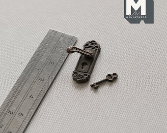 1:12 Dollhouse Supplies Miniature Door Lock Lever with Keys set of 2 (left) - C066