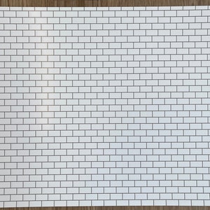 Embossed Dollhouse Supplies Wallpaper Subway Tile , Metro Tile with Dark Grout 16&quot; x 11-5/8&quot;