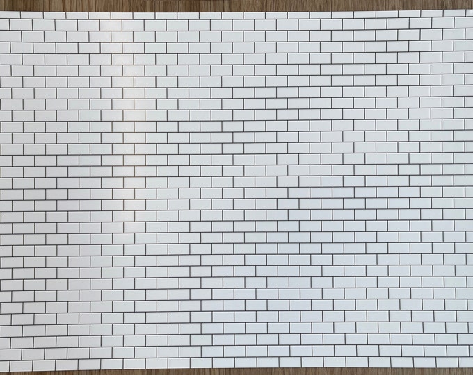 Embossed Dollhouse Wallpaper Subway Tile , Metro Tile With Dark Grout