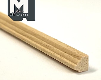 Miniature Stepped Cove Wood Cornice Molding for Dollhouse Ceilings, 12 inch long
