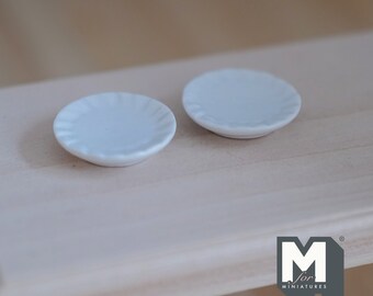 1:12 Scale Miniature Ceramic Plates Set of 2 , 15/16 inch (Dia.) - A040
