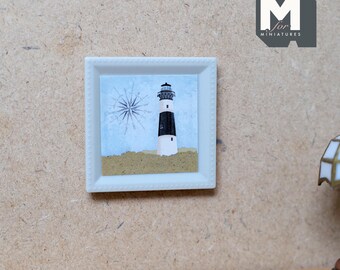 Faro en miniatura para pared, escala 1:12, marco de fotos para casa de muñecas, 4 cm de alto.