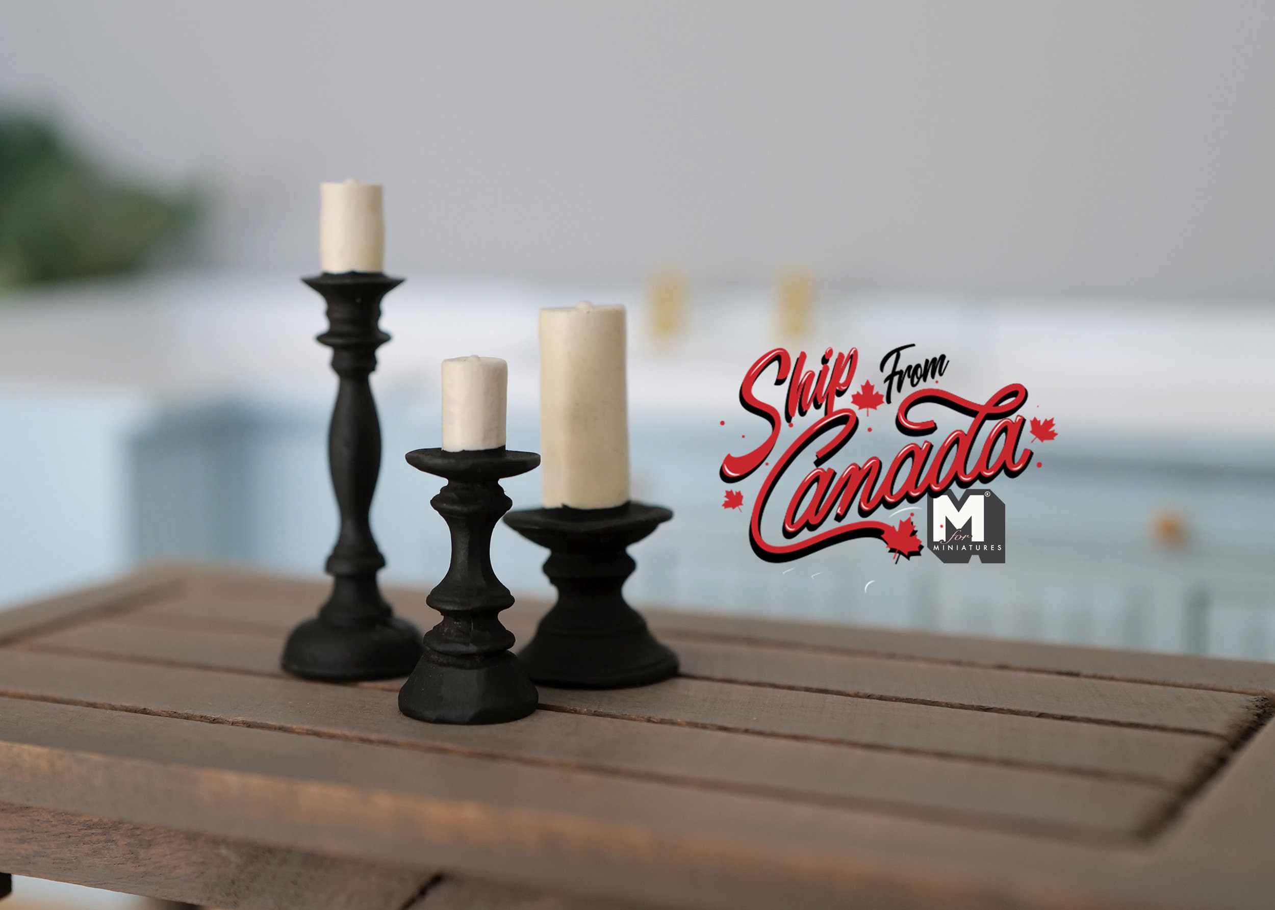 Miniatur-Kerzenhalter mit Kerzen für 1/12 Puppenhauszubehör und DekorationWPV8M 