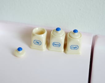 1:12 Dollhouse Supplies miniature cafe container set of 3, Sugar, Tea, Coffee - A035