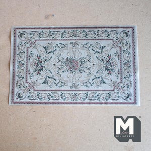 Dollhouse Parties Teppich im georgianischen Stil 1:12 Cremefarbener Miniaturteppich 16-26 cm lang - Z10