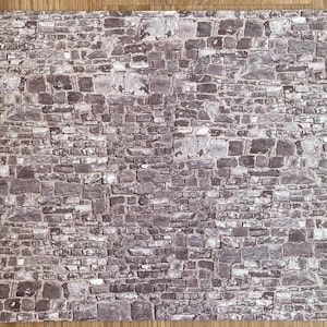 Embossed Dollhouse Stone Wall Sheet Gray Stonewall , Limestone Wall , Field Stonewall , Boulder Wall 16&quot; x 11-5/8&quot;