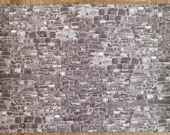 Embossed Dollhouse Stone Wall Sheet Gray Stonewall , Limestone Wall , Field Stonewall , Boulder Wall 16&quot; x 11-5/8&quot;