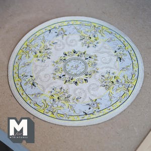 Dollhouse Supplies Cream Circular Rug 1:12 Scale Miniature Large Size Area Rug 6-3/4 inch dia. - Z10