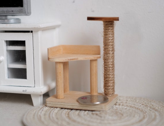 Árbol Para Gatos En Miniatura De Madera A Escala 1/12, De 6,5 X 3,5 X 5,5 Cm, Decoración Realista Para Casa De Muñecas