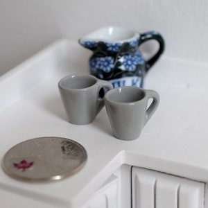 1:12 miniature coffee mug with handle tea cup set of 2 (Gray) - A023