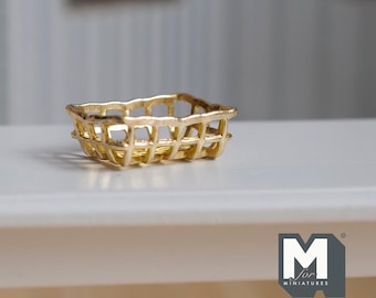 Miniature Metal Shelving Insert Cooling Rack 1:12 Scale Dollhouse Kitchen Accessories 1-1/16 inch long (gold) - E035