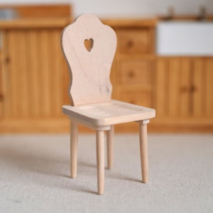 Dollhouse Miniature unpainted handmade wooden dinning chair dolls house wood chair 1:12 miniature