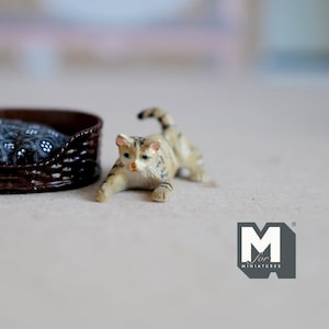Miniatur getigerte Katze 1:12 Tier (Gießharz) - C034