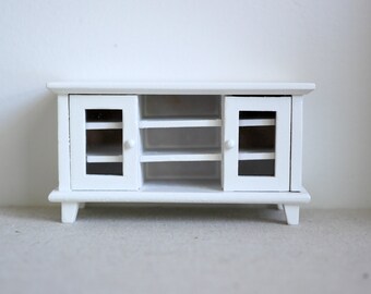 Puppenhaus-TV-Schrank In Modernem Weiß – Miniatur-Möbel Im Maßstab 1:12 Für Puppenhäuser