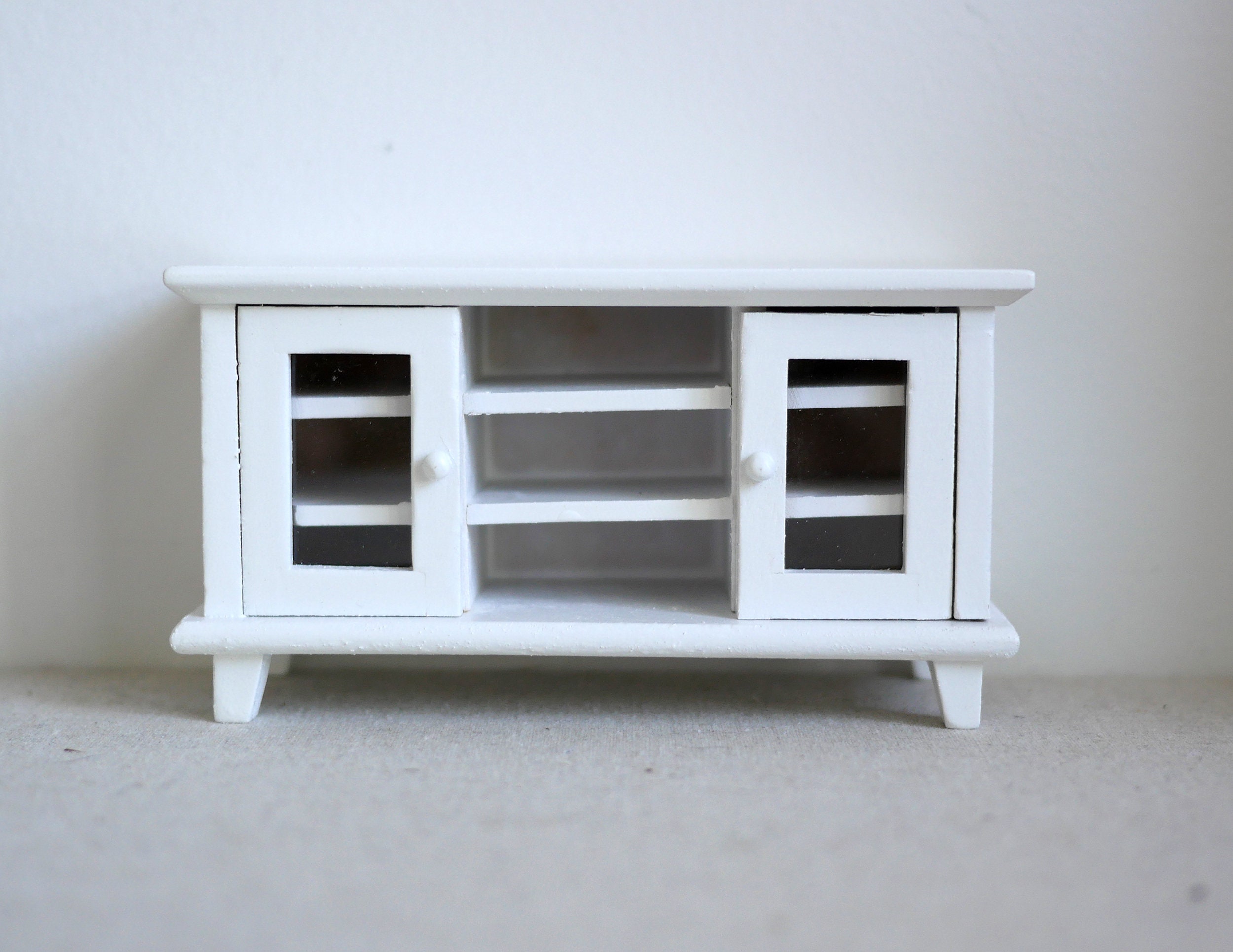 Set Mobile TV E TV In Miniatura 1:12 Per Casa Delle Bambole – 3 Pezzi In Legno, Accessori Soggiorno