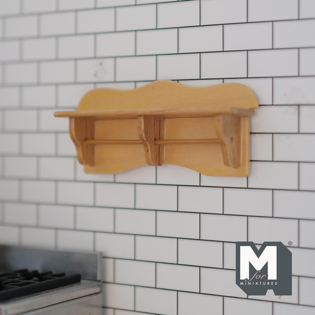 Dollhouse Supplies Wall Shelf 1:12 Scale Miniature Kitchen Shelves 2-3/ ...