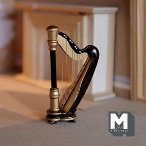 Dollhouse Supplies miniature harp 1:12 scale lever celtic pedal harp - H025