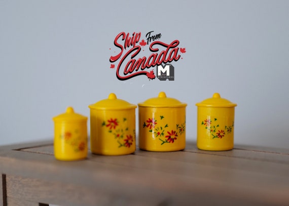 Miniature Dollhouse Can of Yellow Paint With Brush 1:12 Scale New 