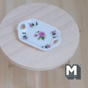 1:12 Miniatur Serviertablett Tablett Servierplatte 5cm Lang - F021