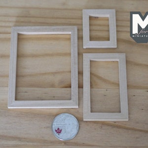 Dollhouse Supplies miniature unpainted wooden photo frame dolls house photo 1 12th scale miniature set of 3 - I029