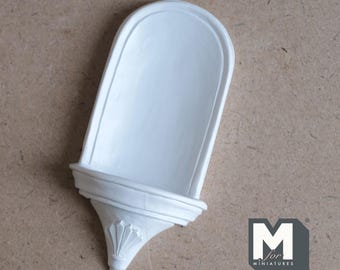 Dollhouse Supplies Wall Niche Shelf 1:12 Scale Miniature Niche in White Flat Back 3-9/16 inch tall (cast resin) - C085
