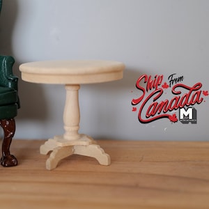 Dollhouse Miniature End Table, Unfinished coffee table living room table 1 12th scale miniature coffee table - J014