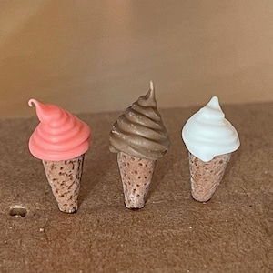 1:12 Miniature Soft Ice Cream Cones, Assorted Color Set of 3 - E009