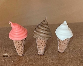 1:12 Miniature Soft Ice Cream Cones, Assorted Color Set of 3 - E009