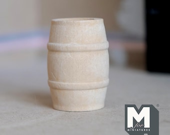Barril de madeira em miniatura, tamanho médio, escala 1:12, para casa de bonecas, barril de vinho com 4,6 cm de altura - H022